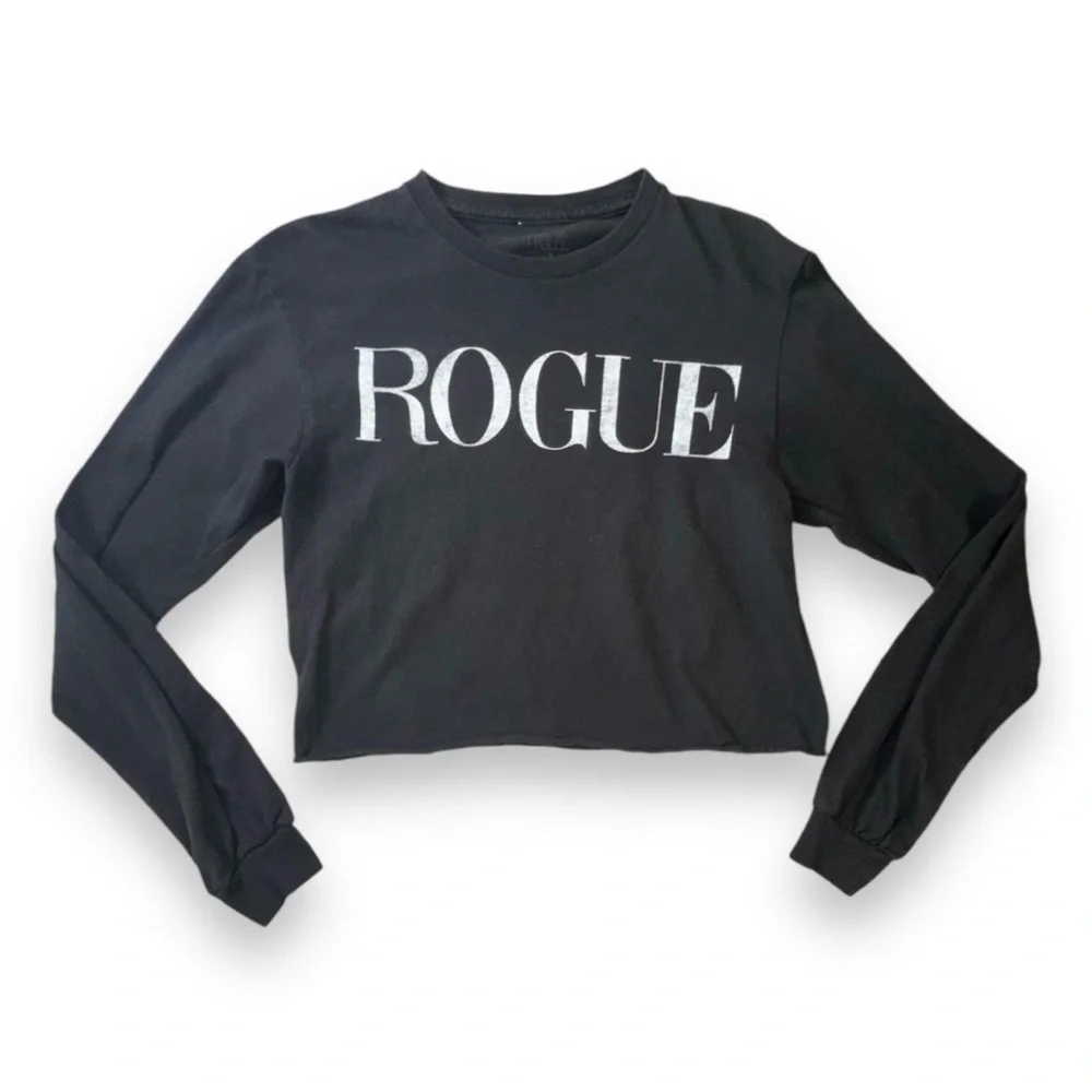 Black Cropped Long-Sleeve Top with “ROGUE” Graphic · Size S - Picture 5 of 6